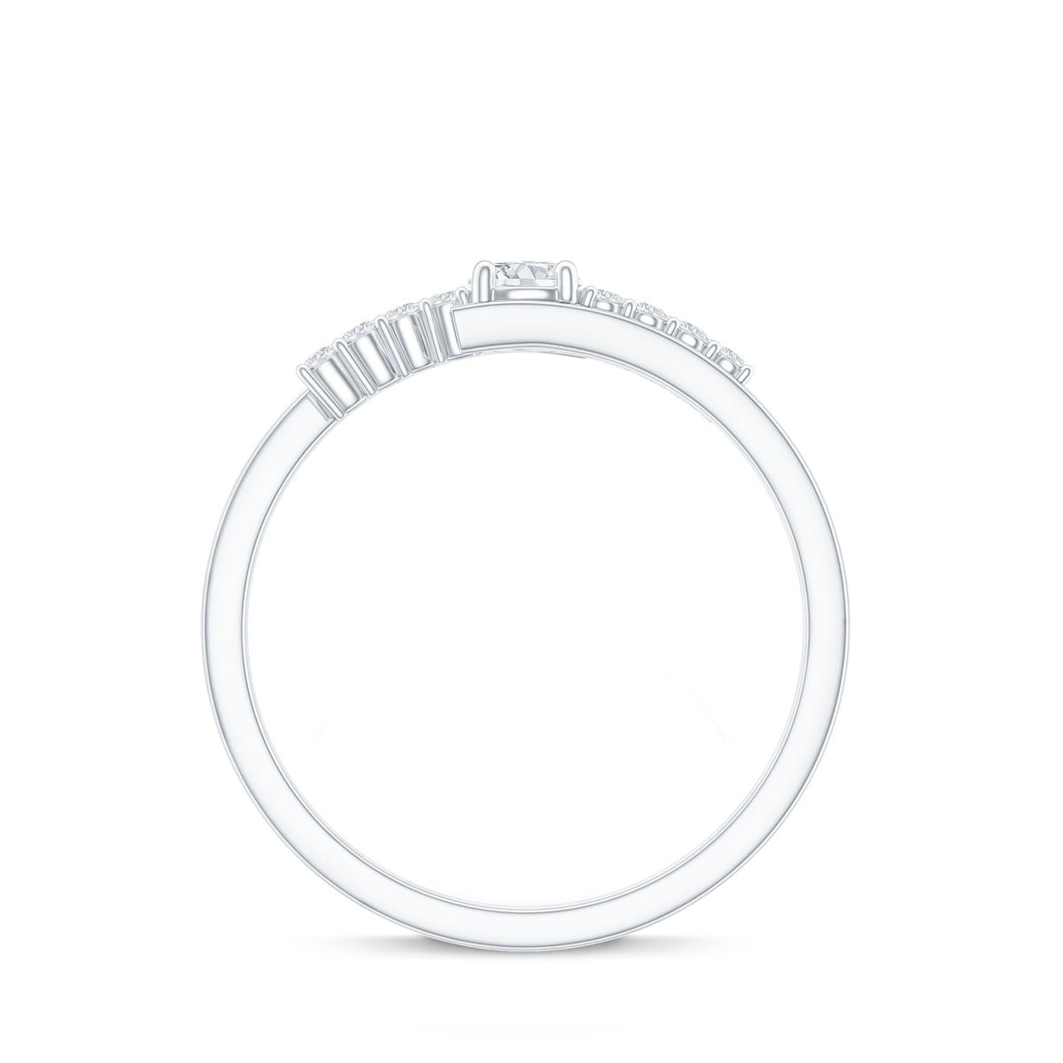 Round Cut Moissanite Promise Ring with Bypass Shank