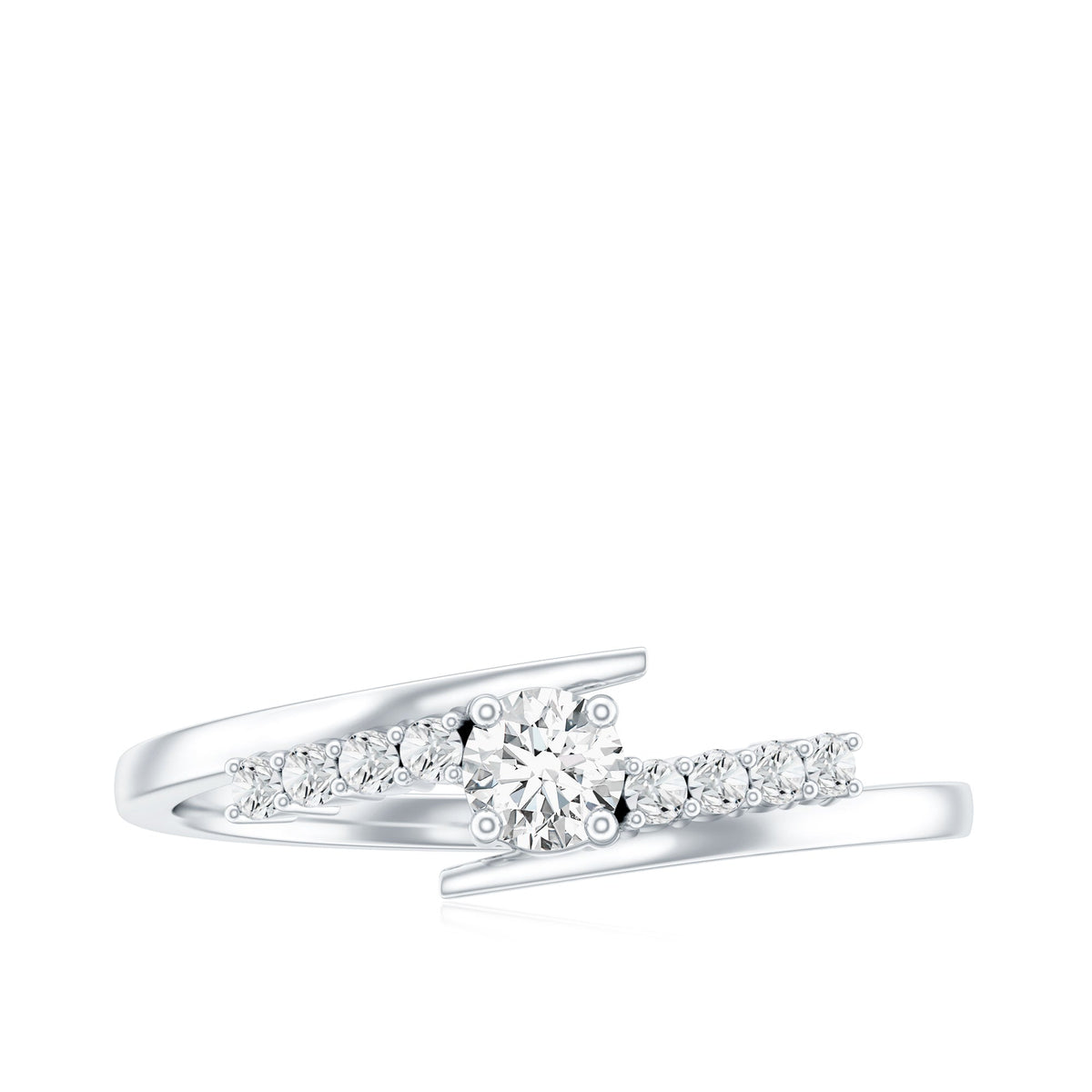 Round Cut Moissanite Promise Ring with Bypass Shank