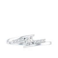 Round Cut Moissanite Promise Ring with Bypass Shank