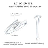 Certified Two Stone Moissanite Commitment Ring For Her