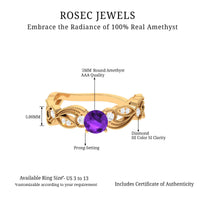 Vintage Inspired Amethyst Engagement Ring with Diamond