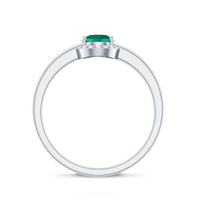Certified 0.8 Carat Lab Grown Emerald Promise Ring with Diamond Halo