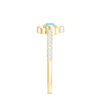 Natural aquamarine and diamond flower promise ring by Rosec Jewels, featuring intricate design and sparkling gemstones.