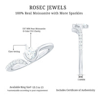 Pear Shaped Moissanite Cuff Ring for Women