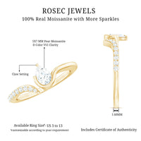 Pear Shaped Moissanite Cuff Ring for Women