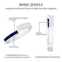 Natural Blue Sapphire Diamond Anniversary Band Ring