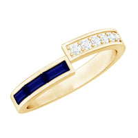 Natural Blue Sapphire Diamond Anniversary Band Ring