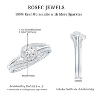 Round Moissanite Bypass Wedding Ring Set