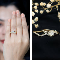 Round Moissanite Bypass Wedding Ring Set