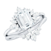 Designer Emerald Cut Moissanite Wedding Ring Set for Women