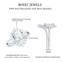 Designer Emerald Cut Moissanite Wedding Ring Set for Women