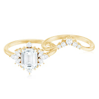 Designer Emerald Cut Moissanite Wedding Ring Set for Women