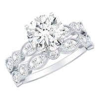 2 Carat Brilliant Cut Moissanite Bridal Ring Set