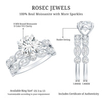 2 Carat Brilliant Cut Moissanite Bridal Ring Set