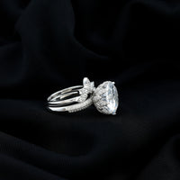 10MM Round Moissanite Flower Engagement Ring With Enhancer