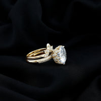 10MM Round Moissanite Flower Engagement Ring With Enhancer