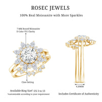 Flower Inspired Moissanite Halo Engagement Ring with Enhancer