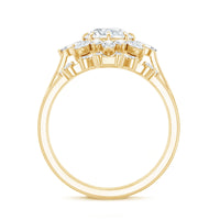 Flower Inspired Moissanite Halo Engagement Ring with Enhancer