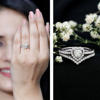 Heart Shape Moissanite Wedding Ring Set For Women
