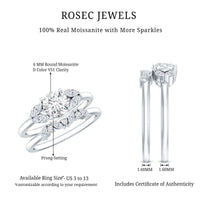 Round Cut Moissanite Bridal Ring Set with Certificate