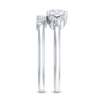 Round Cut Moissanite Bridal Ring Set with Certificate