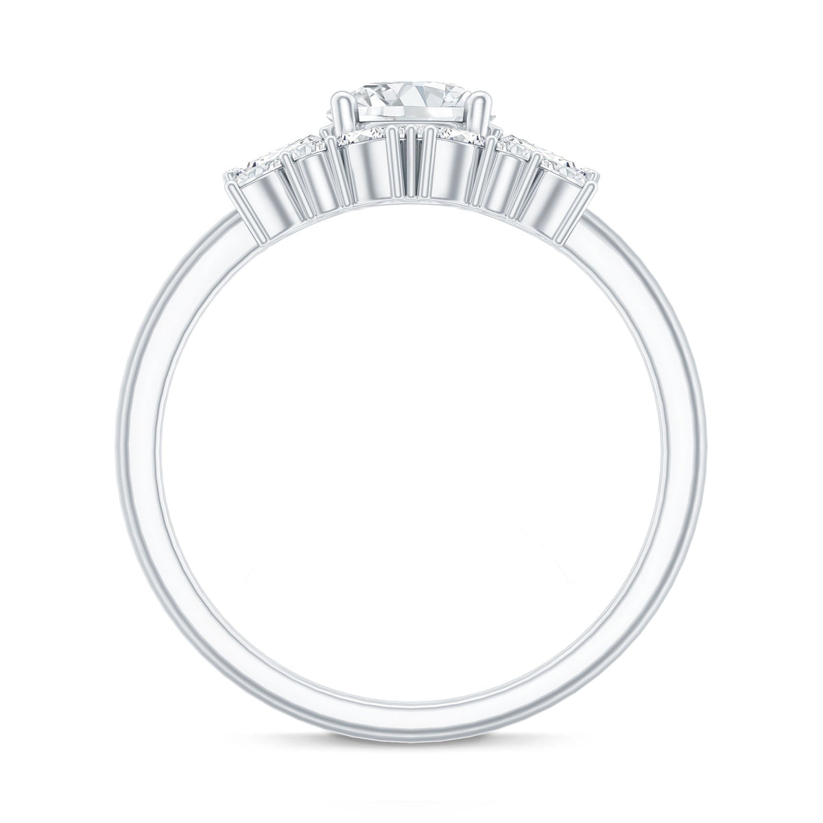 Round Cut Moissanite Bridal Ring Set with Certificate