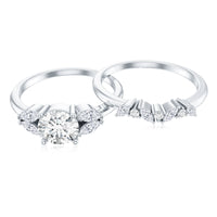 Round Cut Moissanite Bridal Ring Set with Certificate