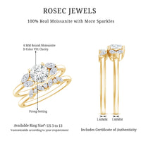 Round Cut Moissanite Bridal Ring Set with Certificate