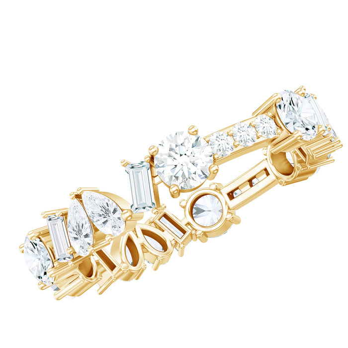 Elegant moissanite wedding band ring for women by Rosec Jewels, featuring a sparkling designer ring with intricate detailing.