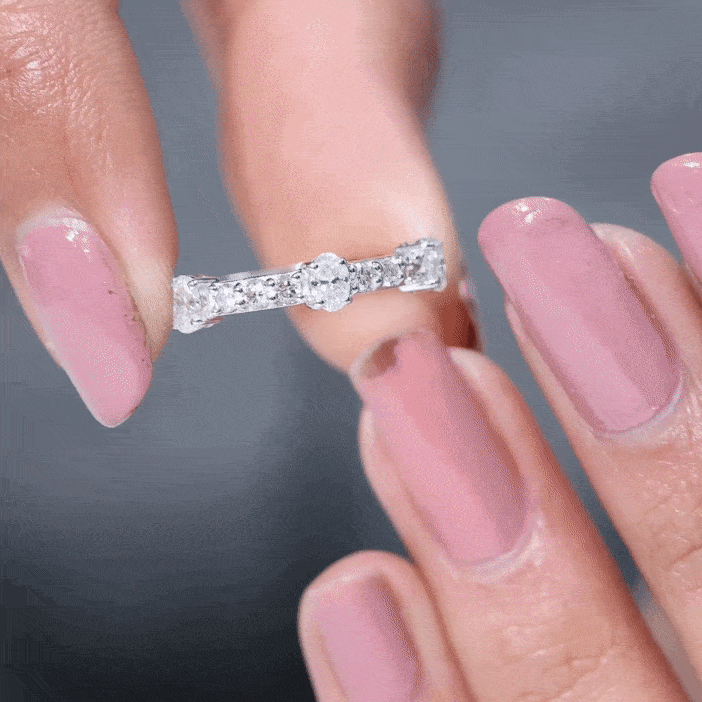 Yellow gold natural diamond half eternity band ring by Rosec Jewels featuring a row of sparkling diamonds.