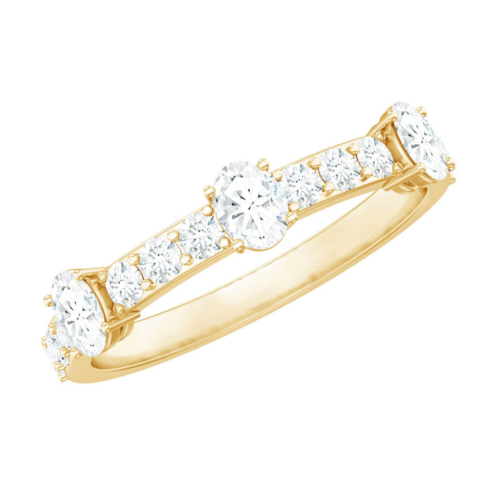 Natural diamond half eternity band ring by Rosec Jewels featuring a row of sparkling diamonds in a sleek gold setting.