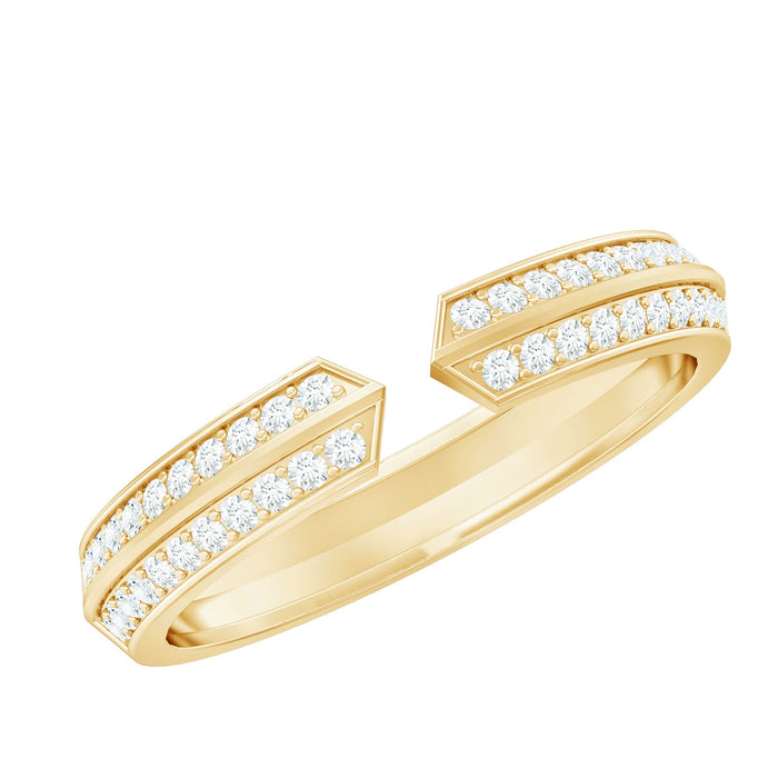 Natural diamond anniversary ring in cuff style by Rosec Jewels, featuring sparkling diamonds and a sleek, modern design.