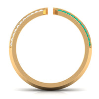 Contemporary Emerald and Diamond Open Wedding Band Ring