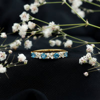 London Blue Topaz Semi Eternity Band with Diamond