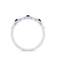 Natural Blue Sapphire and Diamond Half Eternity Band Ring for Women