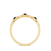 Natural Blue Sapphire and Diamond Half Eternity Band Ring for Women