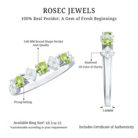 Natural Peridot Diamond Half Eternity Ring for Women