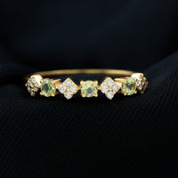 Natural Peridot Diamond Half Eternity Ring for Women