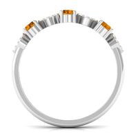 Natural Citrine and Diamond Half Eternity Band Ring