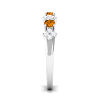 Natural Citrine and Diamond Half Eternity Band Ring