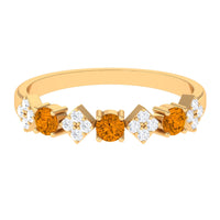 Natural Citrine and Diamond Half Eternity Band Ring