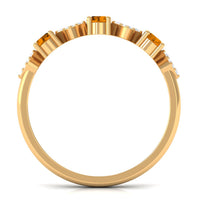 Natural Citrine and Diamond Half Eternity Band Ring