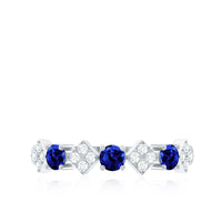 Certified Lab Grown Blue Sapphire Diamond Half Eternity Ring for Women