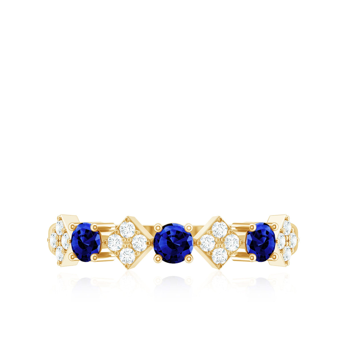 Certified Lab Grown Blue Sapphire Diamond Half Eternity Ring for Women