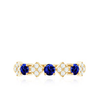 Certified Lab Grown Blue Sapphire Diamond Half Eternity Ring for Women
