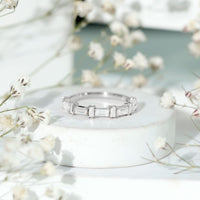 Baguette Cut Moissanite Designer Half Eternity Ring