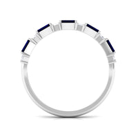 Certified Baguette Cut Lab Created Blue Sapphire and Diamond Half Eternity Band