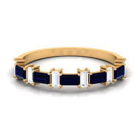 Certified Baguette Cut Lab Created Blue Sapphire and Diamond Half Eternity Band