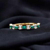 Certified Baguette Lab Grown Emerald Diamond Half Eternity Ring