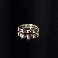 Natural Garnet Eternity Wedding Band in Yellow Gold Plated Silver